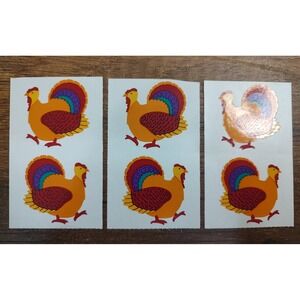 Mrs Grossman TURKEY Stickers Vintage Retired 1990 Thanksgiving fall 6 Count S276